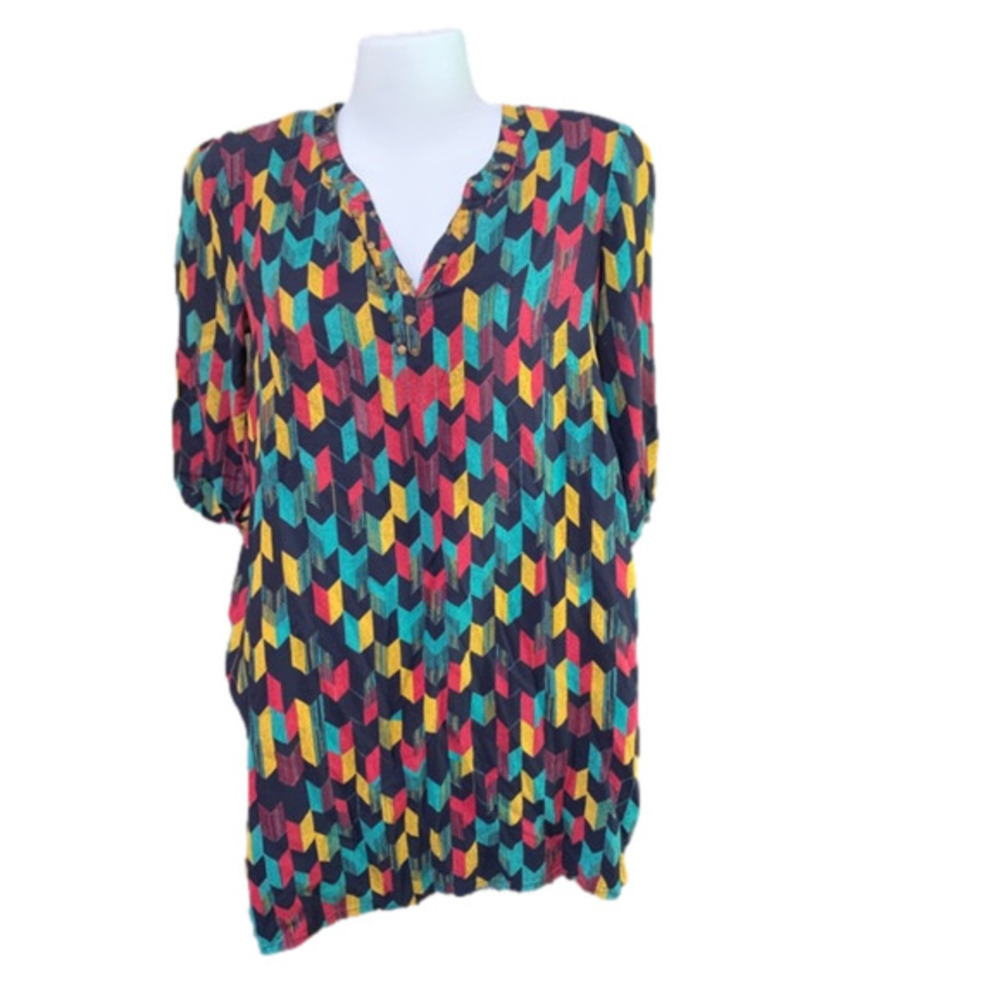Red Camel XL Girls Tribal Print Shift Dress, 3/4 Sleeves